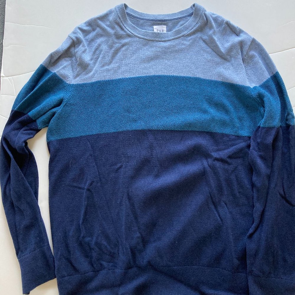 Medium Blue Color Block Gap Sweater